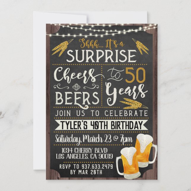 Saludos y cervezas Invitación a los 50 años (Anverso)
