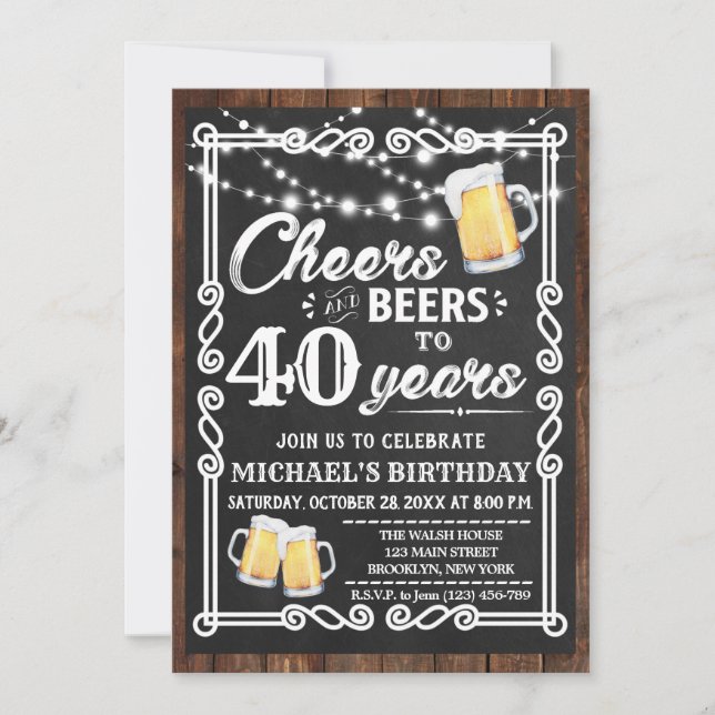 Saludos y cervezas Invitación al cumpleaños | Cual (Anverso)