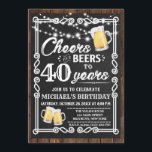 Saludos y cervezas Invitación al cumpleaños| Cualq<br><div class="desc">Quisquillas y cervezas Invitación a la barbacoa por cumpleaños</div>