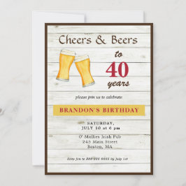 Saludos Y Cervezas Rústicas Invitación a los 40 Añ