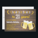 Saludos y cervezas rústicos Invitación de cumpleañ<br><div class="desc">Saludos y cervezas rústicos Invitación a los 21 cumpleaños. Cumpleaños de adultos. Cumpleaños de la cerveza para los hombres. Fondo De Madera Rústica. Retro de cosecha de campo. Para una mayor personalización,  haga clic en el botón "Personalizar" y utilice nuestra herramienta de diseño para modificar esta plantilla.</div>