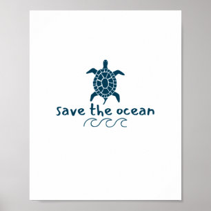 salva el océano, tortuga. Impresiones y Posters