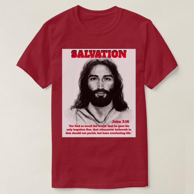 Salvación | Jesús | Borgoña | Unisex | Camiseta (Diseño del anverso)