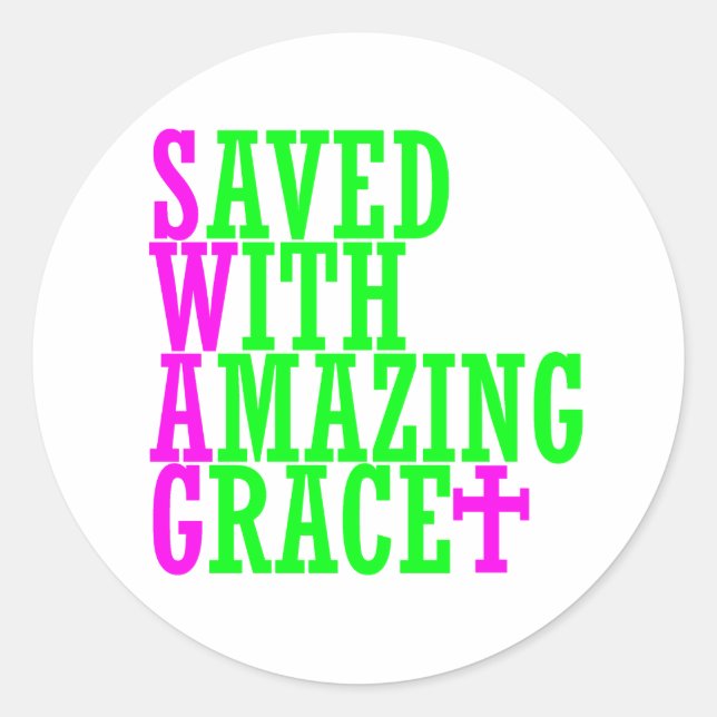 Salvado con Pegatinas cristianos de Grace Amazing  (Anverso)