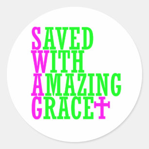 Salvado con Pegatinas cristianos de Grace Amazing 