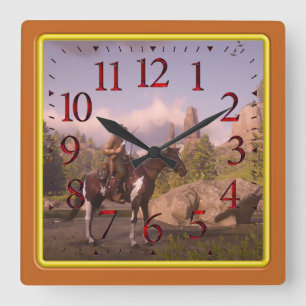 Salvaje atardecer occidental para reloj de pared a