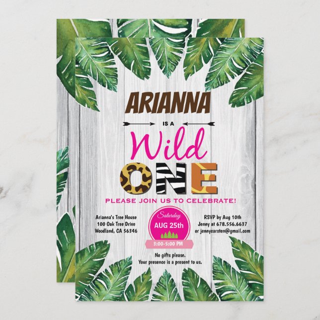 Salvaje Una invitación de cumpleaños. tema de la j (Anverso / Reverso)