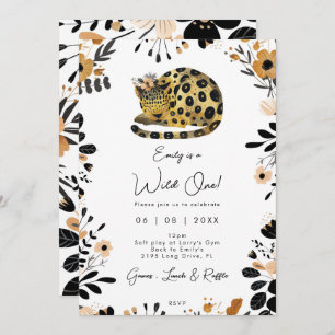 salvaje una leopardo floral 1ª invitación de cumpl