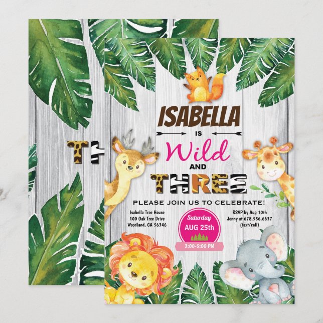 Salvaje y safari por invitación a tres años (Anverso / Reverso)