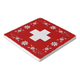 Salvamanteles Bandera y edelweiss de Suiza