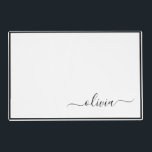 Salvamanteles Black White Modern Script Girly Monograma Nombre<br><div class="desc">Monograma de escritura simple en blanco y negro Nombre de lugar laminado. Esto hace que la graduación perfecta, el cumpleaños, el boda, la ducha de novia, el aniversario, la ducha de bebé o la fiesta de soltera sea un regalo para alguien que ama el lujo glam y los estilos de...</div>