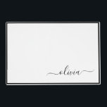 Salvamanteles Black White Modern Script Girly Monograma Nombre<br><div class="desc">Mates de Monograma de Guión Simple en Blanco y Negro. Esto hace que la graduación perfecta,  el cumpleaños,  el boda,  la ducha de novia,  el aniversario,  la ducha de bebé o la fiesta de soltera sea un regalo para alguien que ama el lujo glam y los estilos de moda.</div>