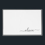 Salvamanteles Black White Modern Script Girly Monograma Nombre<br><div class="desc">Mates de Monograma de Guión Simple en Blanco y Negro. Esto hace que la graduación perfecta,  el cumpleaños,  el boda,  la ducha de novia,  el aniversario,  la ducha de bebé o la fiesta de soltera sea un regalo para alguien que ama el lujo glam y los estilos de moda.</div>