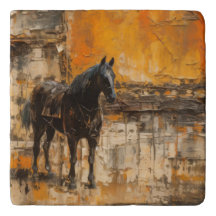 Caballo majestuoso al atardecer abstracto