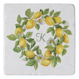 Salvamanteles Corona de limones con monograma verde amarillo