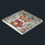 Salvamanteles Cozy Christmas Reindeer in a Winter Wonderland<br><div class="desc">A charming and festive illustration of a cheerful reindeer wearing a cozy red scarf, surrounded by delicate snowflakes and glowing fairy lights. The reindeer is depicted in a whimsical, cartoonish style, radiating warmth and joy. Set against a snowy winter wonderland, this artwork captures the magic of the holiday season, making...</div>