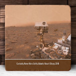 Salvamanteles Curiosity Rover Mars Dusty Selfie at Mount Sharp<br><div class="desc">A beautiful view of the dusty Mars surface was captured by the Curiosity rover in this 2018 Mars selfie. The robot took this self portrait during a dust storm at the drill site Duluth on lower Mount Sharp. Text and brown rectangle may be modified or removed, per your preference. Makes...</div>