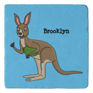 Salvamanteles Ilustracion de canguro australiano bastante feliz