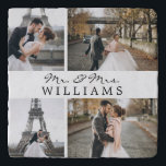 Salvamanteles Monograma de Collage de fotos moderno recién casad<br><div class="desc">Celebra tu reciente matrimonio con este diseño monogramado de 4 fotos.</div>