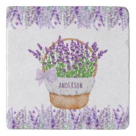 Salvamanteles Monograma Nombre Flores de Lavanda Canasta Verde P