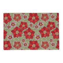 Navidades de Poinsettia pintados Placemats, puntos