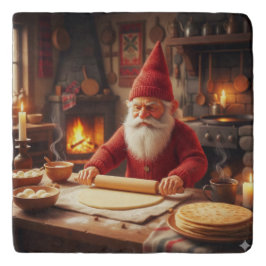 Salvamanteles Nisse noruego de Navidad haciendo Lefse, salvamant