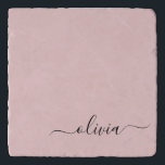 Salvamanteles Nombre del Monograma de Rubor Dusty Pink Moderne S<br><div class="desc">Monograma de guion simple rosado con polvo de Rubor Trivet de piedra. Esto hace que la graduación perfecta, el cumpleaños, el boda, la ducha de novia, el aniversario, la ducha de bebé o la fiesta de soltera sea un regalo para alguien que ama el lujo glam y los estilos de...</div>