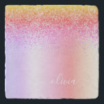 Salvamanteles Nombre del Monograma Metalizado del Purpurina Rain<br><div class="desc">Purpurina De Espuma Metálica De Relieve metalizado Arcoiris Pastel Faux Cepó Monograma Metalizado Tirado De Piedra. Esto hace que la graduación perfecta, el cumpleaños, el boda, la ducha de novia, el aniversario, la ducha de bebé o la fiesta de soltera sea un regalo para alguien que ama el lujo glam...</div>