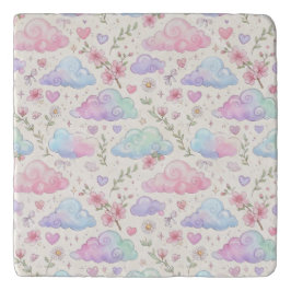 Salvamanteles Nube de patrón de niña suave Pastel Acuarela