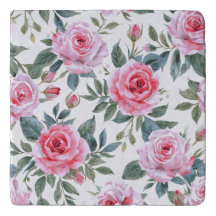 Patrón de acuarela Cottagecore floral de rosa rosa