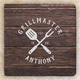 Salvamanteles Personalizado Retro GRILLMASTER Rustic Wood Guay