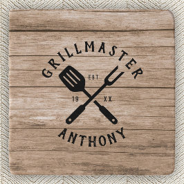 Salvamanteles Personalizado Retro GRILLMASTER Rustic Wood Guay