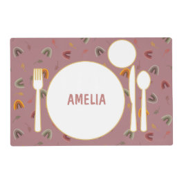 Salvamanteles Placemat Boho Montessori con nombre personalizado