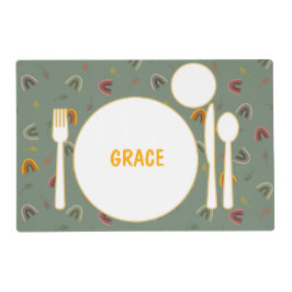 Salvamanteles Placemat Boho Montessori con nombre personalizado
