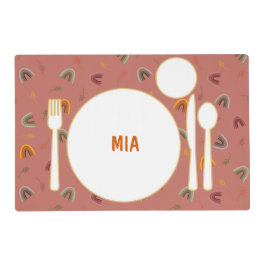 Salvamanteles Placemat Boho Montessori con nombre personalizado