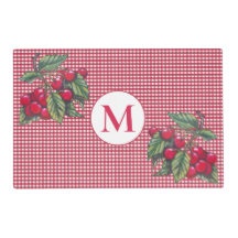 Red Cherry Gingham Monograma Cottage reversible