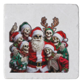 Salvamanteles Skeleton Santa Christmas Group Photo – Festive 3D 