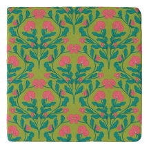 Soporte de mármol floral verde para sartenes calie
