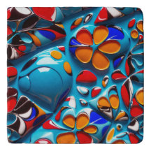 Trivet de esmalte floral