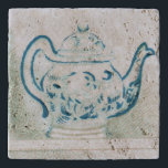 Salvamanteles Trivet de tetera azul y blanca de principios del s<br><div class="desc">¡Pon tu tetera aquí para proteger tu antigua mesa de roble heredada! Tetera azul y blanca de un ilustracion Ellen Clapsaddle.</div>