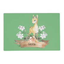 Watercolor Woodland Baby Fawn Nombre personalizado