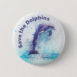 Salvar a los delfines botón de derechos de los ani