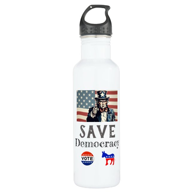 Salvar la botella de agua de la democracia (Anverso)