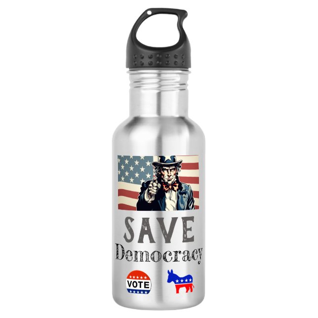 Salvar la botella de agua de la democracia (Anverso)