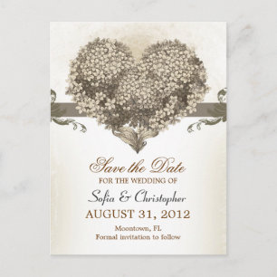 salvar la fecha tarjetas postales de corazón flora