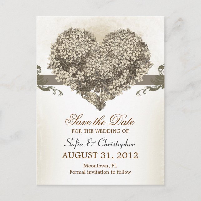 salvar la fecha tarjetas postales de corazón flora (Anverso)