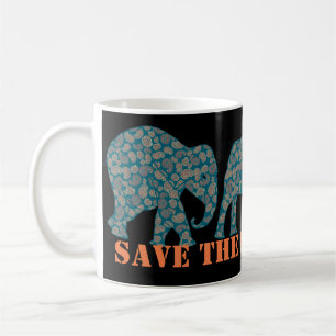 Salven a los Elefantes Paisley en la taza de café