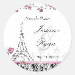 Salven los adhesivos de la boda de París Blanco ne