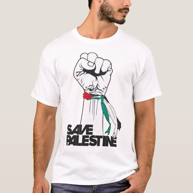 Salven Palestina, apoyen la camiseta de los puños  (Anverso)