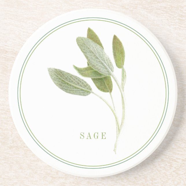 SALVIA FRESCO Posavasos de Arenisca Redondo (+text (Frente)